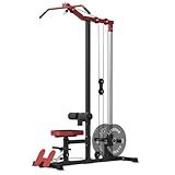 Mikolo LAT Pulldown Machine, LAT Row Cable Machine with Leg Hold Down Attachment, LAT Tower with Cable Row Attachment, Cable Machine Home Gym, Red