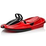 Gizmo Riders Snow Sled for Kids and Adults – Lightweight Toboggan with Steering Wheel, Anti-Slip Seat, Pull Up Brake, Durable Plastic Design, Easy to Control, Ages 3+, Up to 260 lbs.