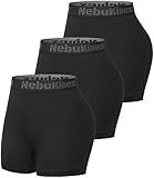 NebuKinex 3 Pack Womens Volleyball Spandex Shorts 3" Workout Compression Shorts High Waist Biker Shorts for Running Gym Yoga 3Black X-Small