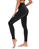 High Waisted Leggings for Women - No See Through Tummy Control Cycling Workout Yoga Pants with Pockets Reg & Plus Black