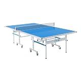 STIGA Outdoor Table Tennis Table – All-Weather Waterproof Aluminum Ping Pong Table with Net & Post, QuickPlay Assembly, 108" L x 60" W x 30" H, White-Blue, T8575W, White-Blue