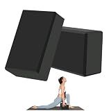 MBHKRRS 9"x6"x3" Yoga Blocks, Soft Non-Slip Surface Premium Foam Blocks, Supportive, Lightweight, Odor Resistant, Yoga Accessories for Pilates Meditation General Fitness Stretching Toning (black-2 Pack)