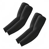 ROXUN 2 Pairs Arm Sleeves, Cooling UV Sun Protection Sports Compression for Men/Women 2 Black