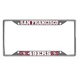 FANMATS 15043 San Francisco 49ers Chrome Metal License Plate Frame, Team Colors, 6.25in x 12.25in