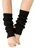 CHUNG Women Stirrup Leg Warmers 16.9“ Ribbed Knit Stretchy Leg Socks,Black
