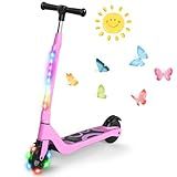 SISIGAD Electric Scooter for Kids Ages 6-12, LED Light-Up Deck, Kids Scooters with 3 Adjustment Levels Handlebar to 36 Inches High,5.3" Wheel Kick Scooter