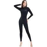 Dark Lightning Full Body Wetsuit Women, 3/2mm Wet Suit for Women Cold Water Swimming,Womens Diving Surfing Snorkeling Kayaking,Triathlon Wetsuit Women,Black, Large