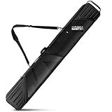 OutdoorMaster Ski Bag with Hard Shell On Both Ends, Ski Bags for Air Travel, Ski Case with Pockets and Removable Shoulder Straps - Up to 185cm Ski Boards