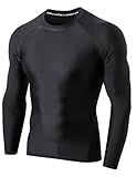 LAFROI Men's Long Sleeve UPF 50+ Sun Protection Shirt Compression BJJ Swim Rash Guard Black Size LG
