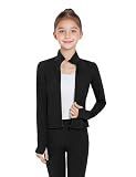 Girls Zip Up Jacket Kids Workout Coat Lightweight Yoga Dance Riding Jacket Athletic Slim Fit Tops