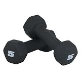 CAP Neoprene Dumbbell Pair, Non-Slip Grip, Black, 5 lb