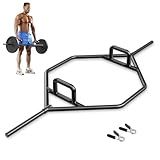 GYMAX Olympic Hex Bar, 56" Folding Trap Bar with Chrome Finish & Two-Handle, Hex Weight Lifting Bar for Squats, Deadlifts, Shrugs & Power Pulls - 800Lbs Capacity (Black, 1" Sleeve)