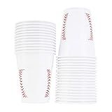 Neliblu Baseball-Themed 16 oz Plastic Cups, Pack of 30, Suitable for Birthday Party Supplies and Game Day
