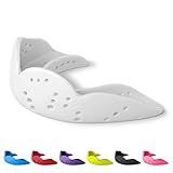 SISU Aero Medium Mouthguard, Snow White - 30% Stronger Protection for Lacrosse, Football, Hockey, Roller Derby, Team Sports - Remoldable Up to 20 Times - Ultra Slim - Works for Braces - Non Toxic