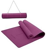 Ewedoos Eco Friendly Yoga Mat with Alignment Marks TPE Non Slip Hot Yoga Mat Thick 1/4'' Anti-Tear Surfaces Exercise Mat for Home Workout Fitness Pilates