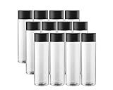12-Pack Bulk Empty Plastic Reusable Juice / Water Bottles with Black Lids - Great for Smoothies, Sensory Crafts and Calming Bottles - 400ml
