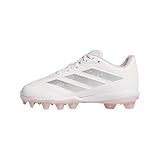 Adidas Unisex-Kids Adizero Instinct 2.0 Molded Softball, Chalk White/Silver Metallic/Clear Pink, 3