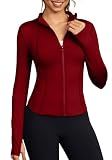 Bosmeer Workout Jackets for Women Lightweight Yoga Jacket Full Zip Crooped Running Athletic Track Jacket Long Sleeve Gym Tops