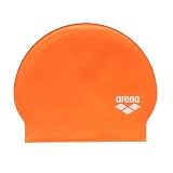 Arena Unisex Adults Soft Latex Swim Cap for Training and Fitness Swimming, Elastic Bathing Cap for Long Hair, Reinforced Edge, Orange