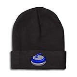 Beanies for Men Sport Curling Stone Gear Embroidery Other Sports Recreational Winter Hats for Women Acrylic Skull Cap 1 Size Black Design Only