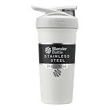 BlenderBottle Sport Flip Stainless Steel Shaker Bottle 24 oz White