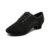 MSMAX Ballroom Dance Shoes Women Black Character Shoes Latin Dancing Heels Jazz Rhythm Irish Dance Shoes 3CM Heel 8 M US Women