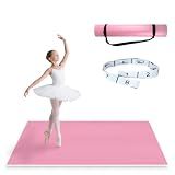 NZELSW Dance Floor Mat Non-Slip with Shoulder Strap Portable and Dance Resistance Band, Dance Floor for Ballet,Jazz, Pop Thick PVC Practice Floor Reusable Mat (Pink, 180cm*90cm*0.35cm)