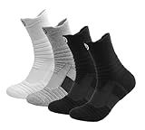 Hiflyer 4 Pairs Basketball Socks Men & Women, Mens Athletic Socks Training Socks Men, Thick Compression Sports Socks for Men & Women