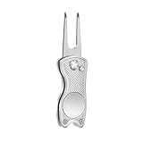 Mile High Life All Metal Foldable Golf Divot Tool with Pop-up Button & Magnetic Ball Marker (Multi-Colors/Shape)