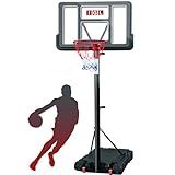 IGL Portable Basketball Hoop, 5.6-10FT Adjustable Basketball Goal System, 44 Inch Outdoor Basketball Hoop & Goals for Kids, Youth, and Adults in The Backyard, Driveway with PC Backboard (Black)