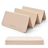 YOTTOY Foldable Yoga Mat for Travel Non-Slip Thick Folding Yoga Mat with Carry Bag, Lightweight Portable Exercise Mat for Home, Gym, Outdoor, Milky White