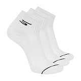 Skechers Men's 3-Pack Pickleball Quarter Crew Socks, White Traditional, 10-13