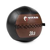 Titan Fitness 20 LB Soft Leather Medicine Wall Ball, Brown Color-Coded Weighted Wall Ball, Full Body Dynamic Exercise Med Ball, Core Fitness, Strength Training, Exercise Conditioning