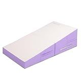 Matladin 48x24x14 Gymnastics Tumbling Mat - Folding Cheese Wedge Mat for Kids & Girls (White,Purple)