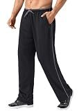MAGNIVIT Men's Sweatpants Mesh Warm-Up Athletic Track Pants Black/Grey M