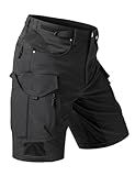 Moosehill Men's Hiking Cargo Shorts: Quick Dry Lightweight Stretch Outdoor Fishing Camping with 9 Pockets (Self-Storing) (Black, 34)