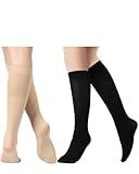 SATINIOR 6 Pairs Ice Skating Socks Roller Skating Socks High Tight Knee Nylon Roller Skate Sock Women Girl (Black, Nude)