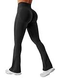 YEOREO Mini Flare Leggings Womens Workout Butt Lifting Legging Hidden Scrunch Seamless 30" Impact Lilliean Yoga Pants Black M