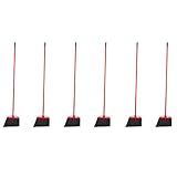 Amazon Basics Angle Broom With Metal Handle, 6-Pack, Black & Red
