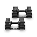 NÜOBELL® Adjustable Dumbbell Set for Home, 5-50 LB, Twist Lock 2024-25 Model, Black, 2 x 50 lb ea Dumbbell (Pair)