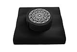 Zafu & Zabuton Meditation Cushion Set - Buckwheat Hull & Memory Foam Pillows, Ergonomic Support for Yoga, Mindfulness - Organic Velvet Cover, Large Size, Durable Comfort (Black)