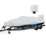 YimSting Boat Cover 16-18.5 ft, 1200D Waterproof V-Hull, Gray