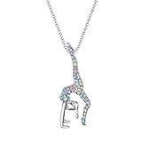 SUMFAN Gymnastics Gifts for Girls Women,Gymnastics Necklace Jewelry Sport Ballerina for Girls Birthday Christmas Gifts (Gymnastics Necklace)
