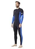 Hevto Wetsuits Men 3/2mm Neoprene Scuba Diving Surfing Wet Suit Keep Warm Back Zip in Cold Water Swimming Kayaking Jet Ski SUP (Men1-Blue, XL)
