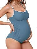 CUPSHE Women's Maternity One Piece Swimsuit Scoop Neck Pregnancy, M