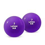 Logest Weighted Toning Exercise Balls Pair - Round Shape Medicine Ball - 1LB 2LB 3LB 4LB 5LB 6LB Available - Toning Muscle for Men & Women - Color-Coded Difficulty Levels (3LB - Pair)
