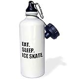 3dRose wb_180412_1 Eat Sleep Ice Skate - Skater Gifts For Skating Enthusiast - Black Text Sports Water Bottle, Multicolor, 21 oz