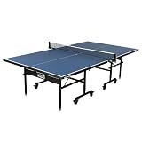 JOOLA Inside Professional MDF Indoor Ping Pong Table with Quick Clamp Table Tennis Net and Post Set - 10 Minute Easy Assembly - Tournament Quality - Foldable with Single Player Playback Mode, Blue