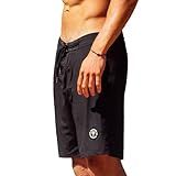 Ho Stevie! Men's Surfing Boardshorts with Anti-Water Pockets, Key Loop, 17" Outseam Swim Trunks (Black, 30)