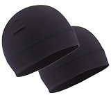 OutdoorEssentials Skull Cap Helmet Liner - Thermal Fleece for Cycling Gear - Stretch Fit Mens Beanie - Lightweight Skull Caps - 2 Black